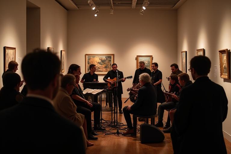 Live music performance sa art gallery opening